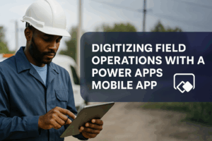 Field worker using a tablet for Power Apps mobile operations